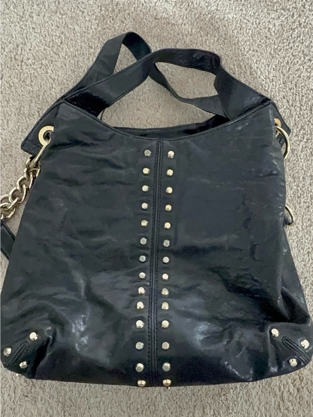 Michael Kors Black Shoulder Bag with Gold Studs